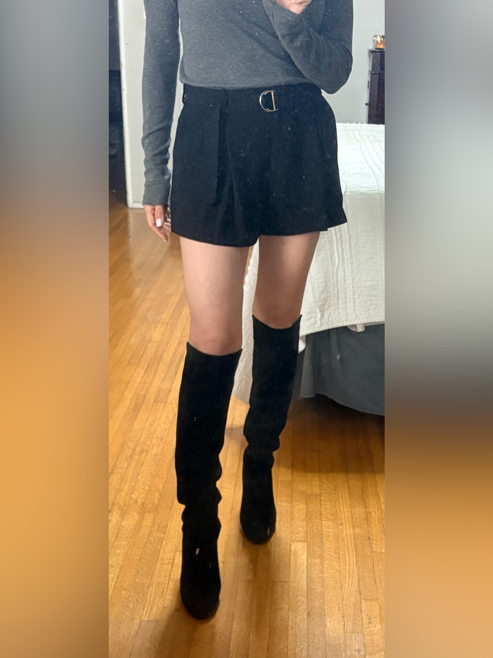 Stuart Weitman Black Suede Knee-high Boots